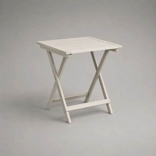 Tavolo da giardino pieghevole quadrato in legno massello di acacia bianco, 60 x 60 x 73 cm