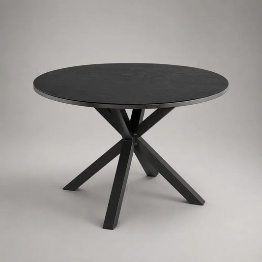 Tavolo da giardino rotondo nero in gres porcellanato e acciaio, Ø 120 × 75 cm